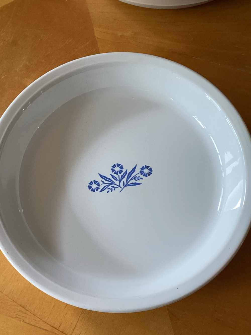 Corningware White Baking Dish with Blue Floral Accent